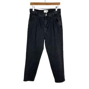 Current Elliott Jeans Womens 29 Black Straight Pleated High Rise Slouchy Taper